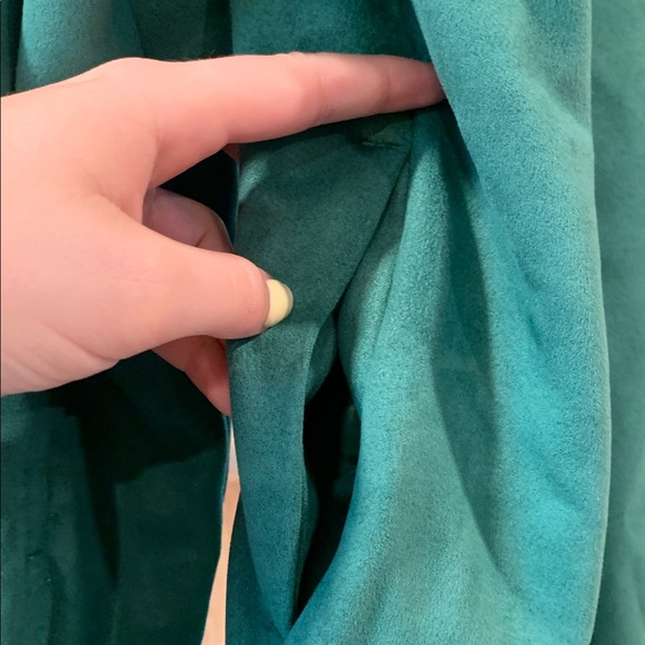 Women's Zara Forest Pine Green Button Down Faux Suede Shacket Top M - Picture 8 of 9